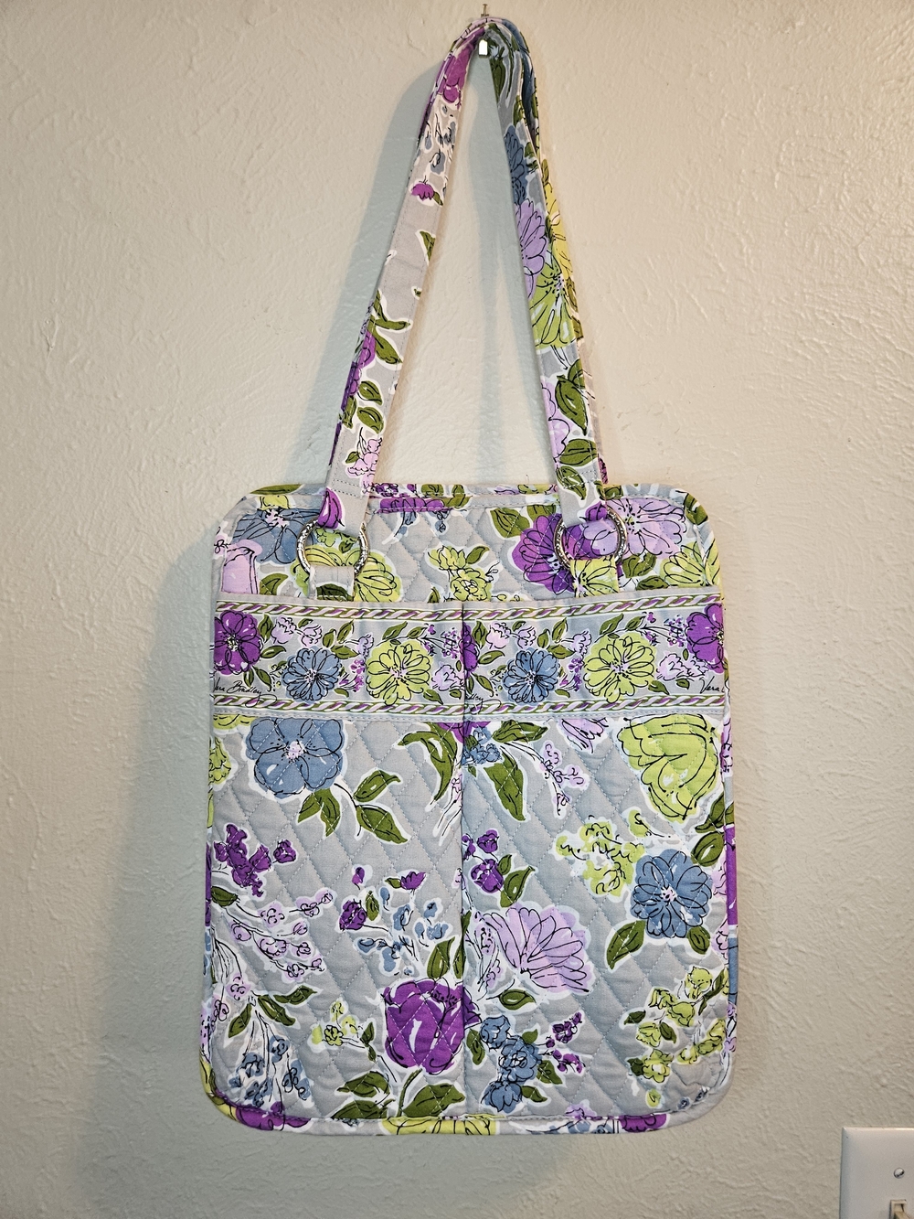 Vera Bradley Quilted Floral Tote in Purple, Blue & Green
